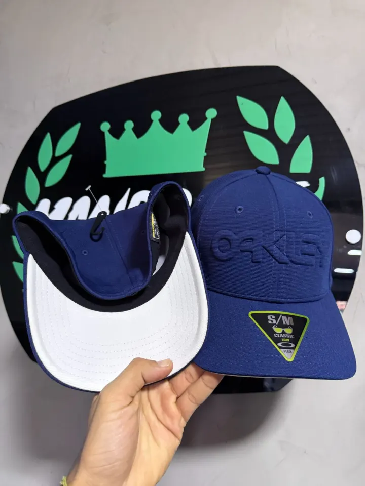Boné Oakley Original, azul c aba branca